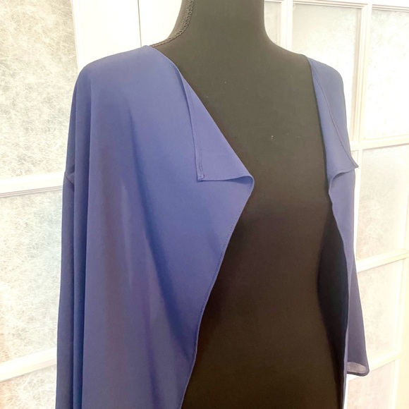 Kate‎ Kasin Size XL Chiffon Open Front Kimono Loose Sleeve Navy Sheer EUC - Picture 5 of 14